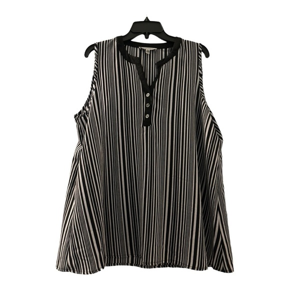 GREY & GRAY Top, sleeveless, black and light gray stripes.  Generous XL - Picture 3 of 7